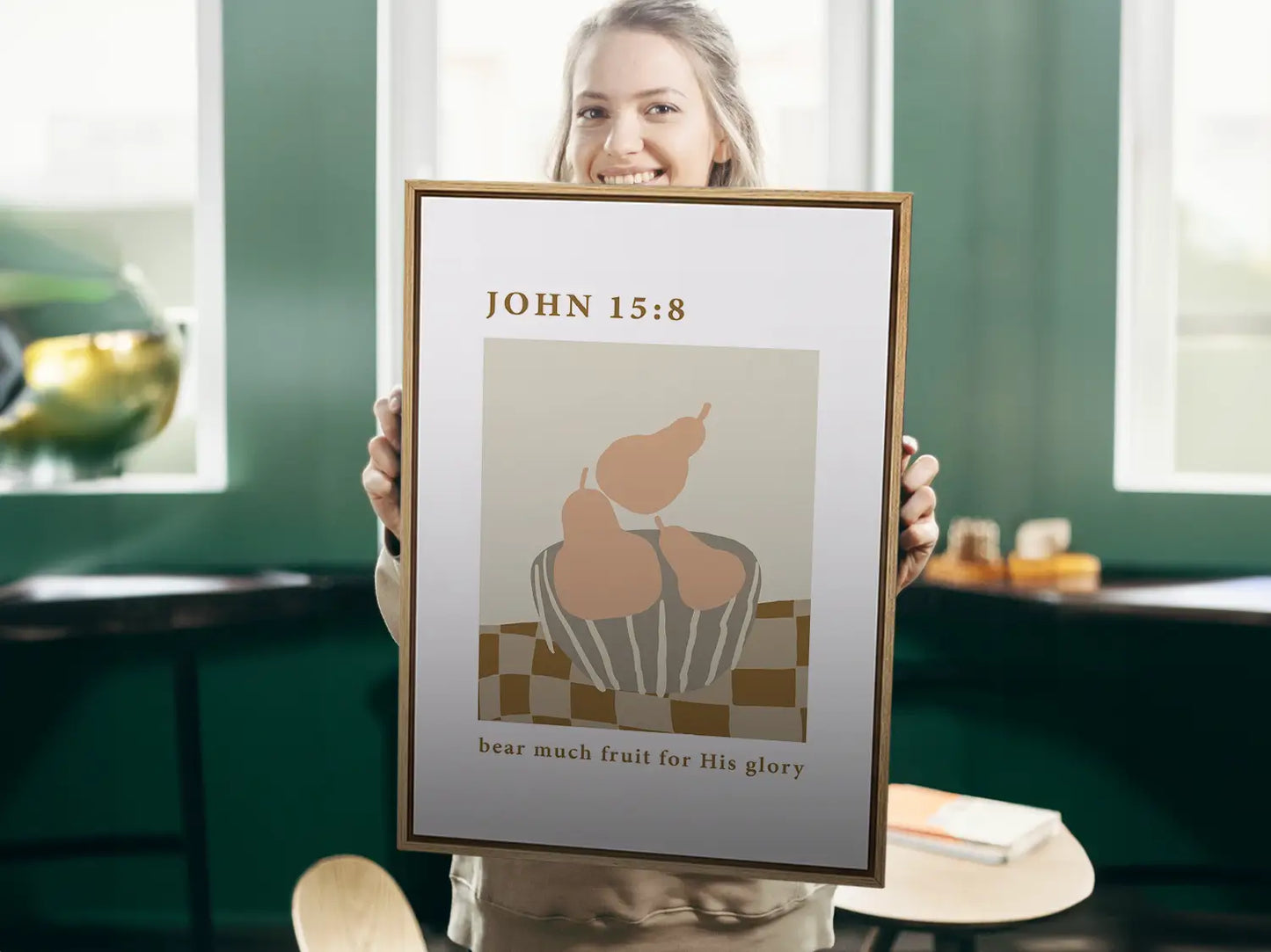 Anchor your home in Christ's call to fruitfulness with this inspiring Christian canvas wall art. This framed canvas print features a modern, abstract design with soft, warm tones, illustrating the mandate to bear much fruit for His glory.