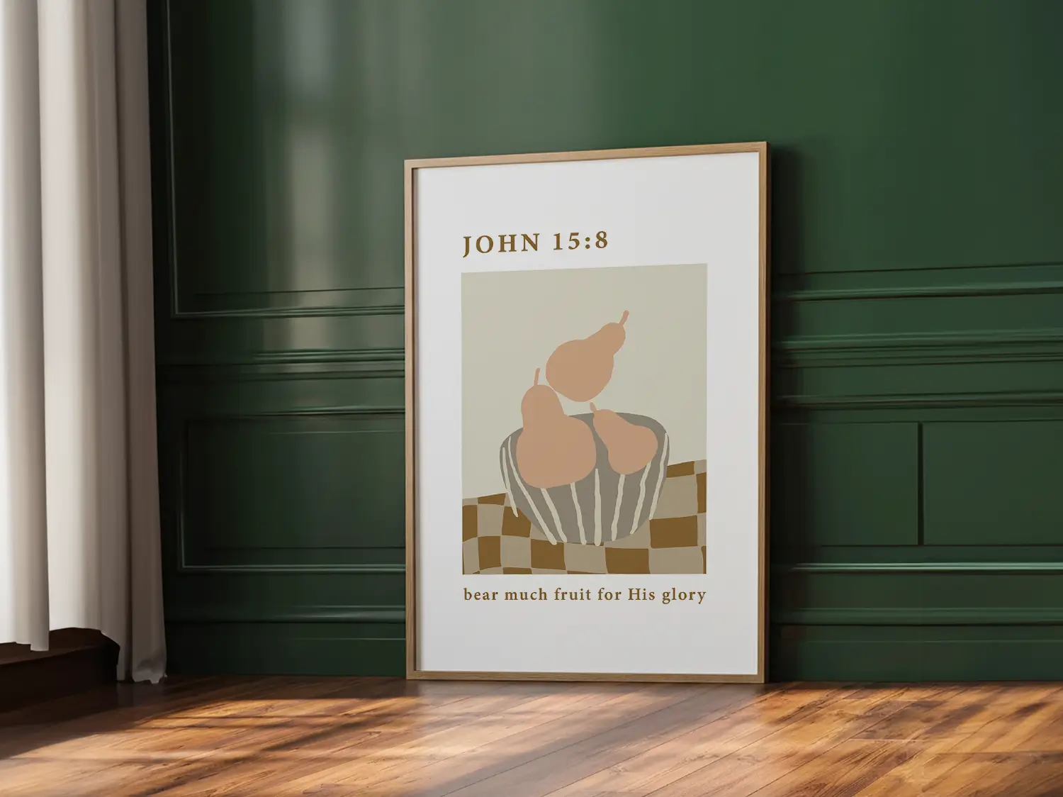 Anchor your home in Christ's call to fruitfulness with this inspiring Christian canvas wall art. This framed canvas print features a modern, abstract design with soft, warm tones, illustrating the mandate to bear much fruit for His glory.