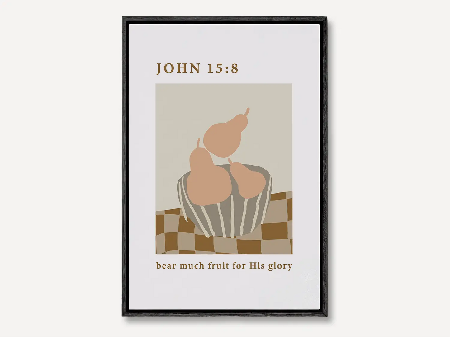 Anchor your home in Christ's call to fruitfulness with this inspiring Christian canvas wall art. This framed canvas print features a modern, abstract design with soft, warm tones, illustrating the mandate to bear much fruit for His glory.