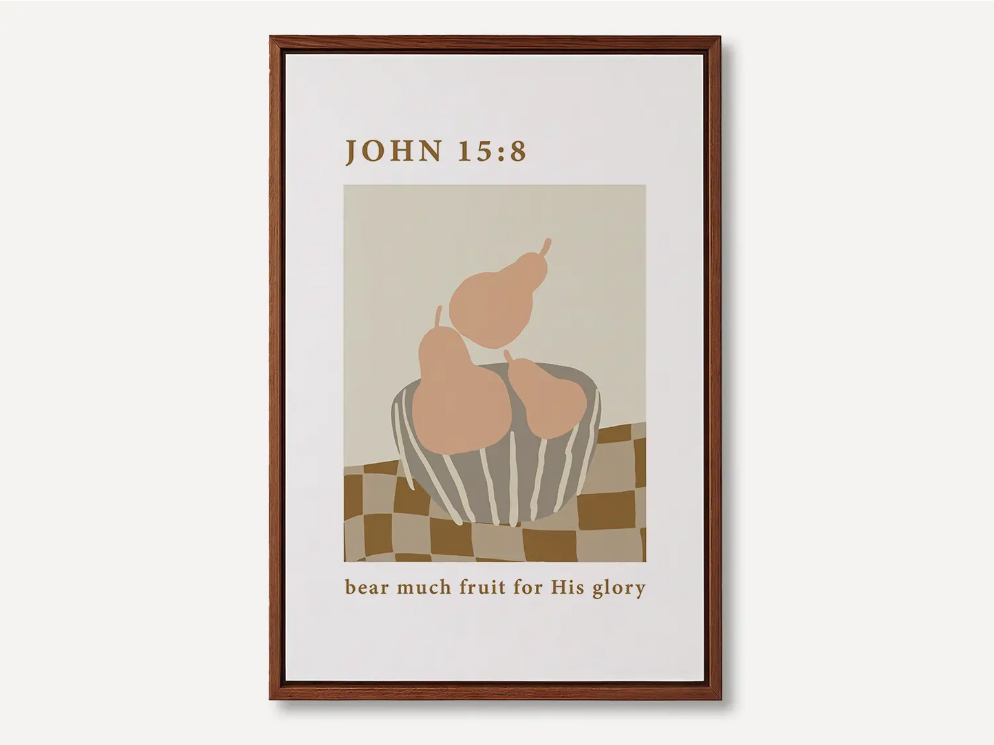 Anchor your home in Christ's call to fruitfulness with this inspiring Christian canvas wall art. This framed canvas print features a modern, abstract design with soft, warm tones, illustrating the mandate to bear much fruit for His glory.