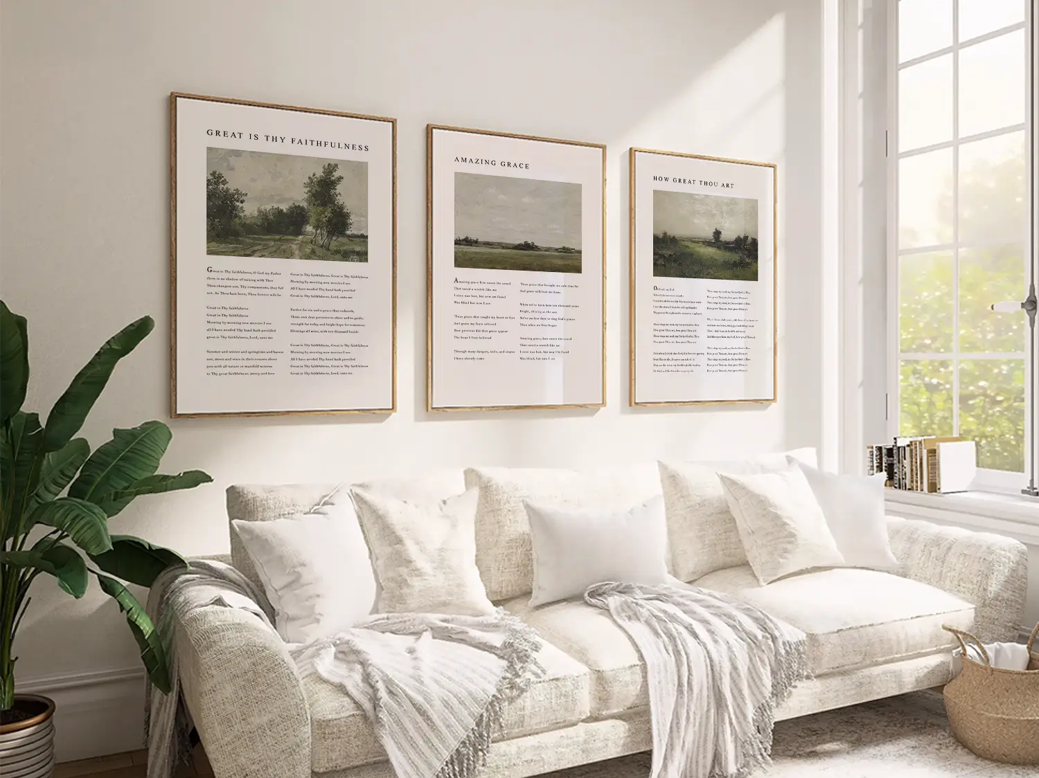Bring peace to your home with this inspiring Christian wall art set. This collection of three framed scripture prints features serene, impressionist-style landscapes paired with comforting verses from the Psalms, reminding you of God's provision and protection.