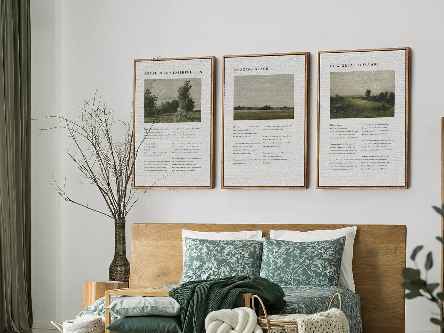 Bring peace to your home with this inspiring Christian wall art set. This collection of three framed scripture prints features serene, impressionist-style landscapes paired with comforting verses from the Psalms, reminding you of God's provision and protection.
