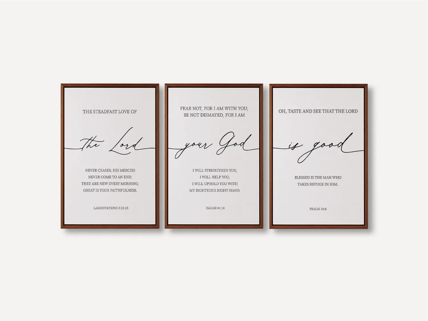 Christian Wall Art Set of 3 | Bible Verse Prints Lamentations Isaiah Psalm | Framed Scripture Decor