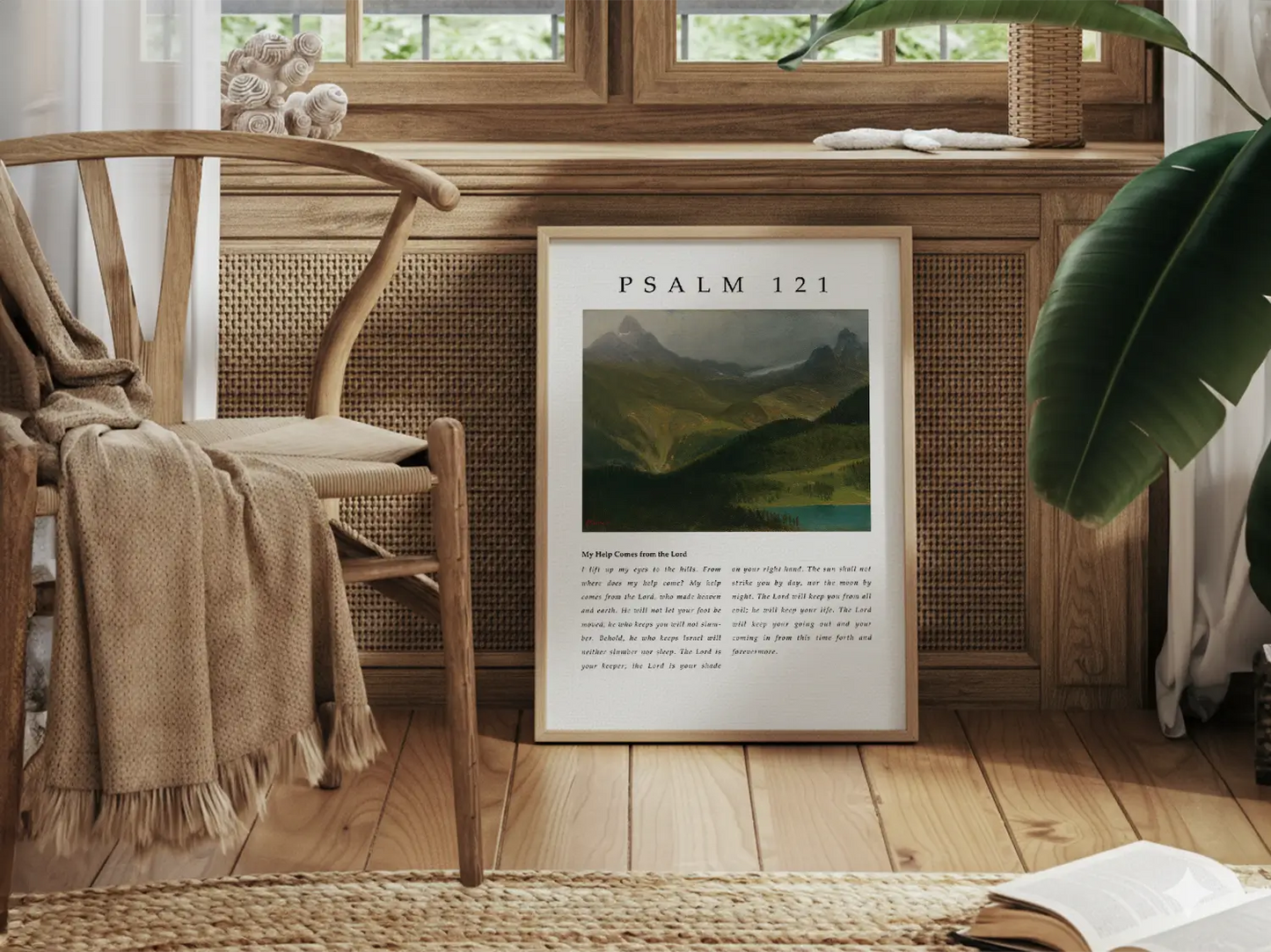 Anchor your home in the assurance of God's unwavering watchfulness with this inspiring Christian canvas wall art. This framed canvas print features a majestic mountain landscape and the complete, foundational text of Psalm 121.