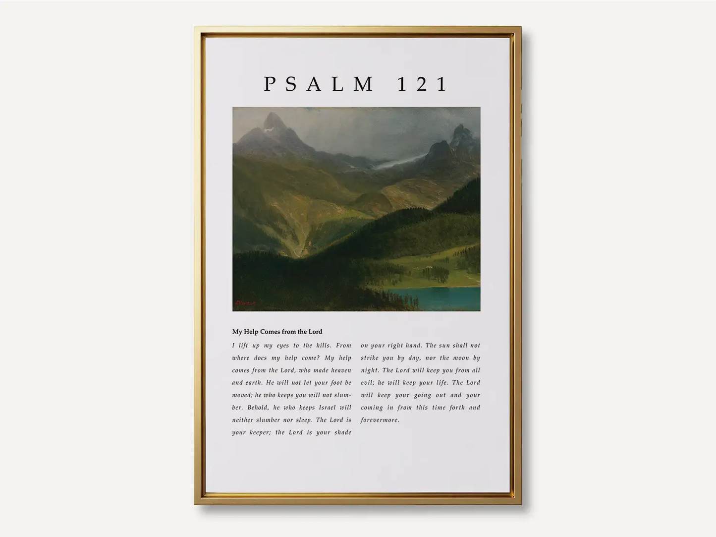 Anchor your home in the assurance of God's unwavering watchfulness with this inspiring Christian canvas wall art. This framed canvas print features a majestic mountain landscape and the complete, foundational text of Psalm 121.
