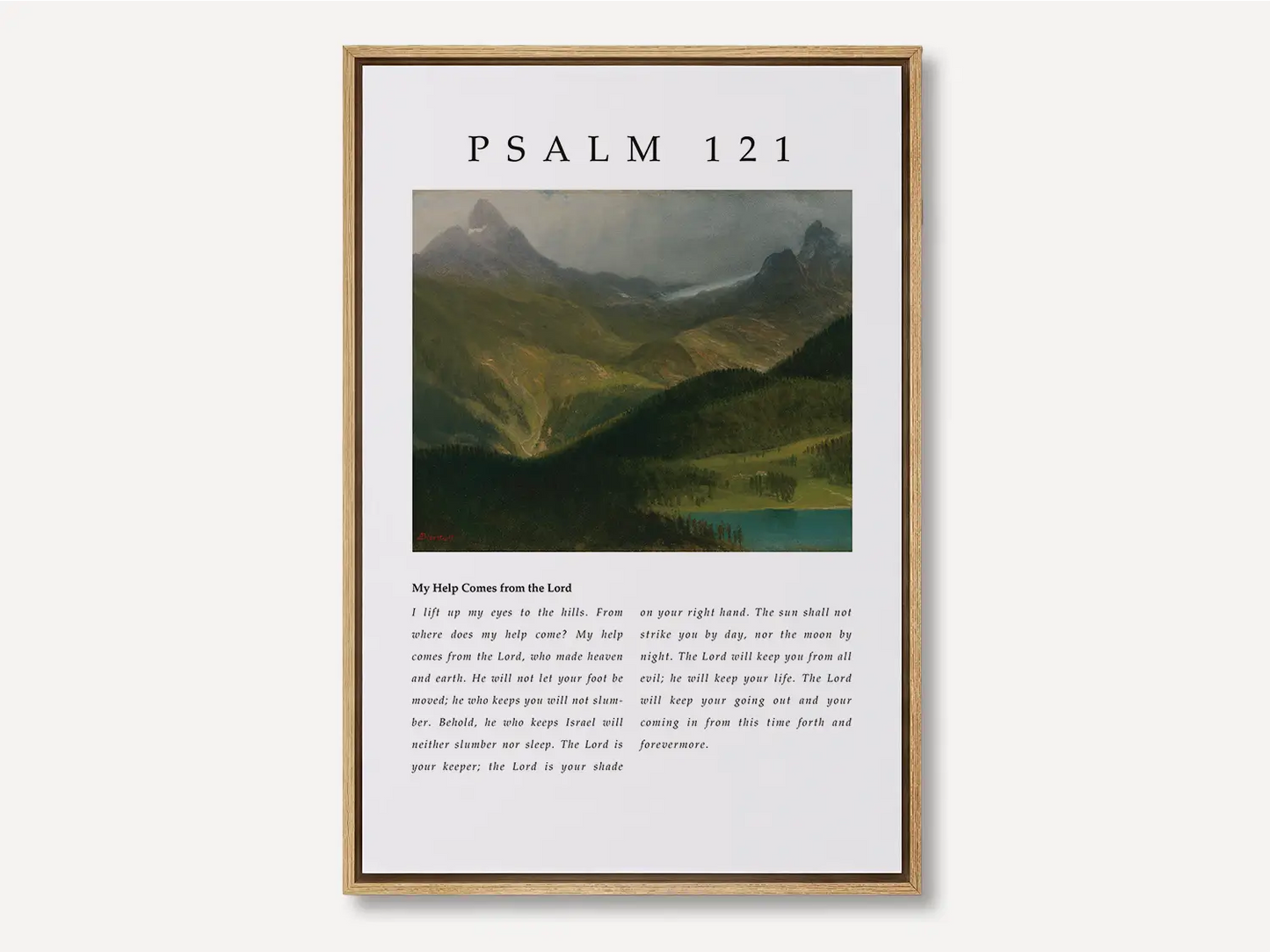 Anchor your home in the assurance of God's unwavering watchfulness with this inspiring Christian canvas wall art. This framed canvas print features a majestic mountain landscape and the complete, foundational text of Psalm 121.