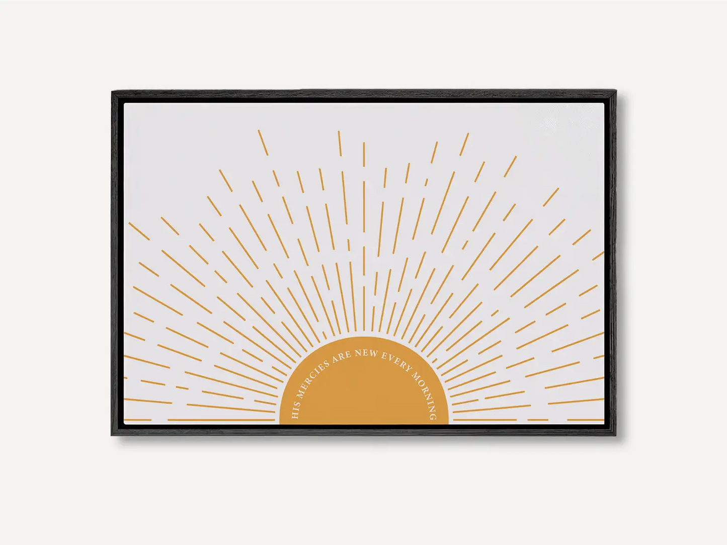 Start each day with hope and grace with this inspiring Christian canvas wall art. This framed canvas print features a bright, modern sunrise design and the comforting promise from Lamentations 3:23: "His mercies are new every morning."