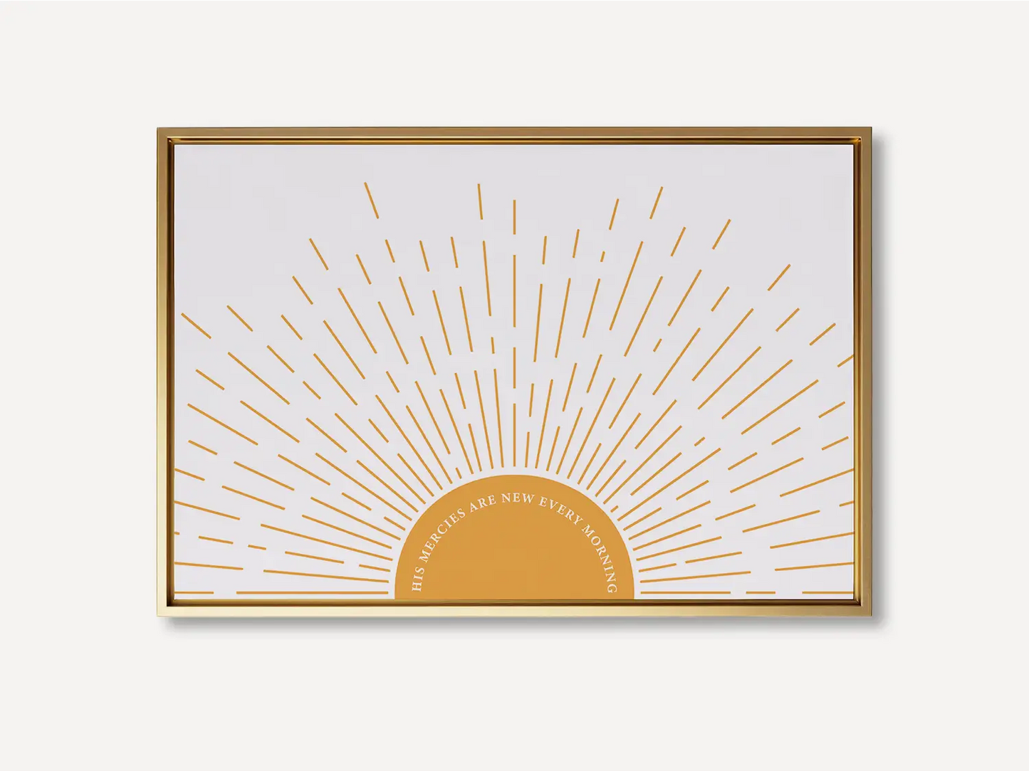 Start each day with hope and grace with this inspiring Christian canvas wall art. This framed canvas print features a bright, modern sunrise design and the comforting promise from Lamentations 3:23: "His mercies are new every morning."