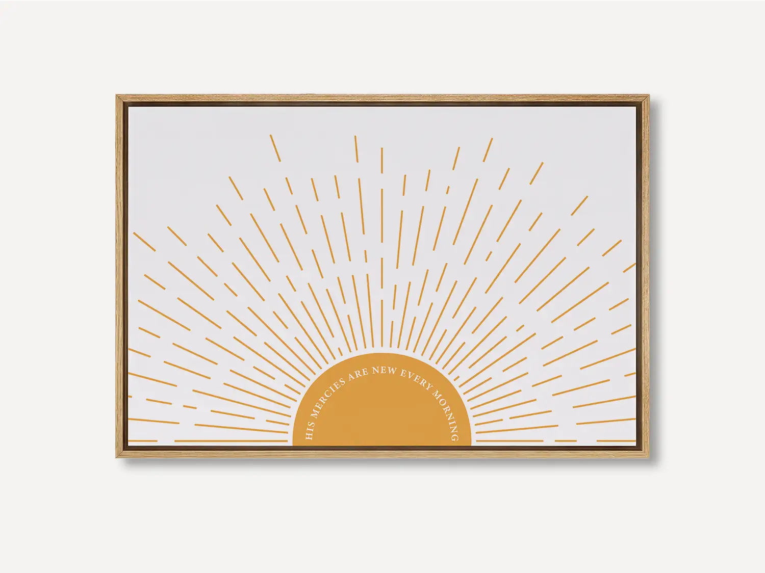 Start each day with hope and grace with this inspiring Christian canvas wall art. This framed canvas print features a bright, modern sunrise design and the comforting promise from Lamentations 3:23: "His mercies are new every morning."