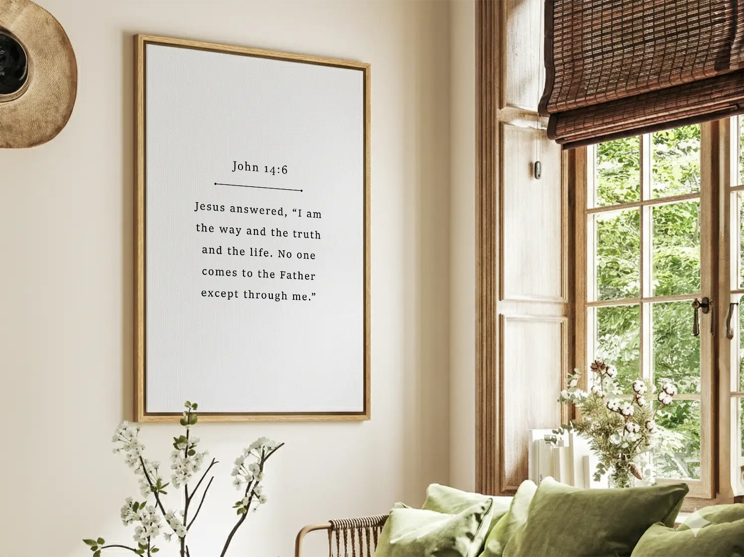 Anchor your faith in the core truth of Christianity with this inspiring Christian canvas wall art. This framed canvas print features a clean, minimalist design and the powerful, essential declaration from John 14:6.