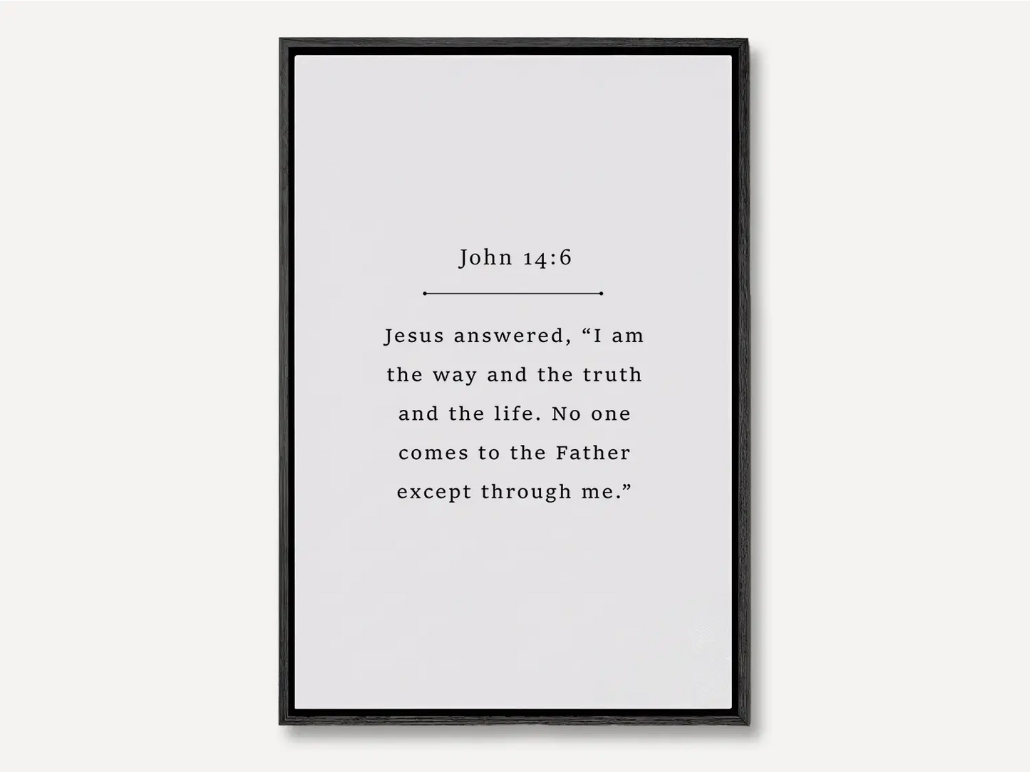 Anchor your faith in the core truth of Christianity with this inspiring Christian canvas wall art. This framed canvas print features a clean, minimalist design and the powerful, essential declaration from John 14:6.