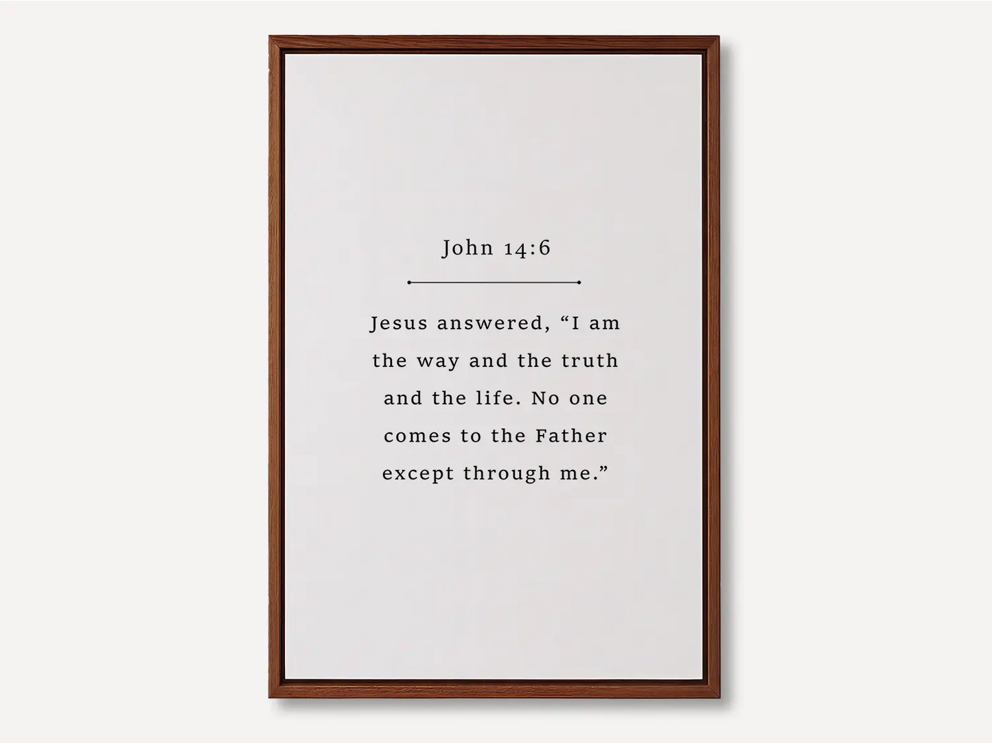 Anchor your faith in the core truth of Christianity with this inspiring Christian canvas wall art. This framed canvas print features a clean, minimalist design and the powerful, essential declaration from John 14:6.