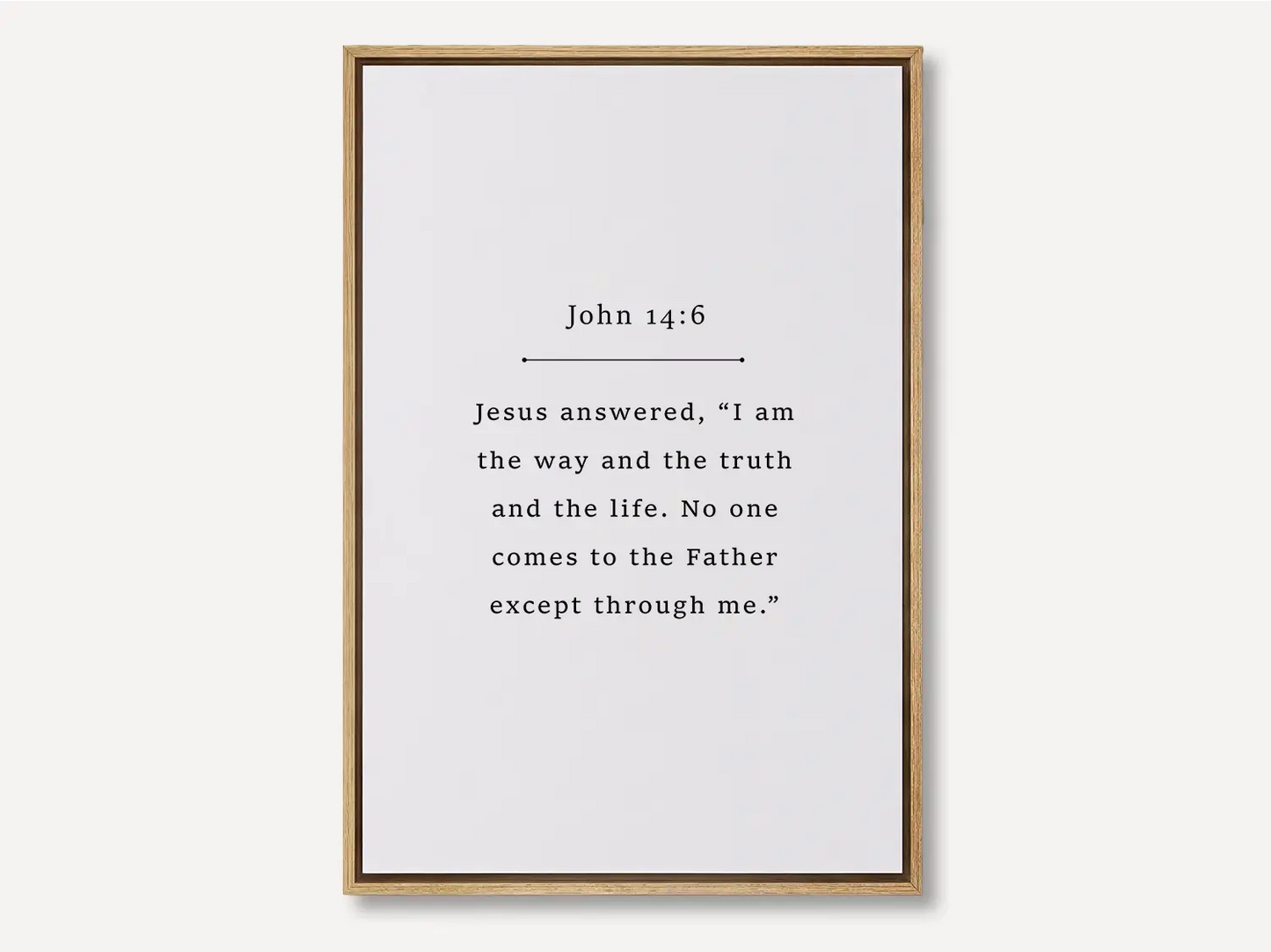 Anchor your faith in the core truth of Christianity with this inspiring Christian canvas wall art. This framed canvas print features a clean, minimalist design and the powerful, essential declaration from John 14:6.