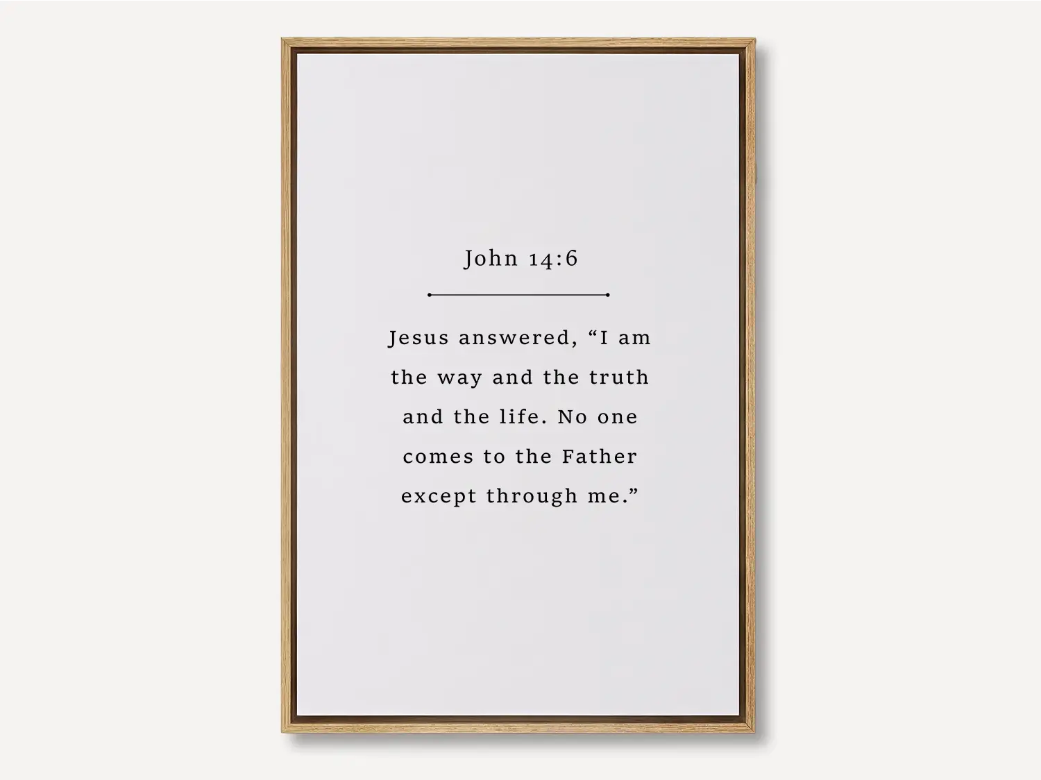 Anchor your faith in the core truth of Christianity with this inspiring Christian canvas wall art. This framed canvas print features a clean, minimalist design and the powerful, essential declaration from John 14:6.