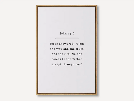 Anchor your faith in the core truth of Christianity with this inspiring Christian canvas wall art. This framed canvas print features a clean, minimalist design and the powerful, essential declaration from John 14:6.