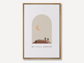 Minimalist Christian canvas wall art featuring “Be Still & Know” scripture from Psalm 46:10 on a neutral background