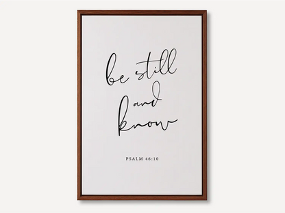 Create a space for calm and reflection with this inspiring Christian canvas wall art. This framed canvas print features elegant calligraphy of the powerful, comforting command from Psalm 46:10 to Be Still and Know.
