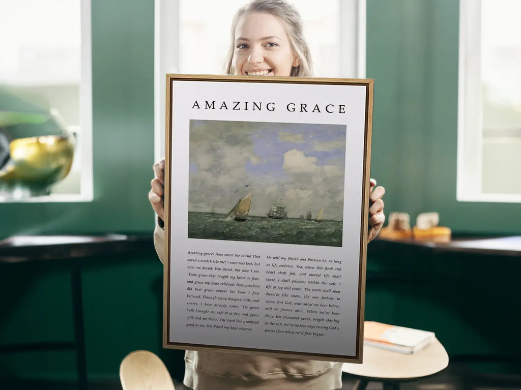 Amazing Grace – Christian Hymn Lyrics Canvas Wall Art