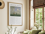 Vintage Christian canvas wall art with Amazing Grace lyrics