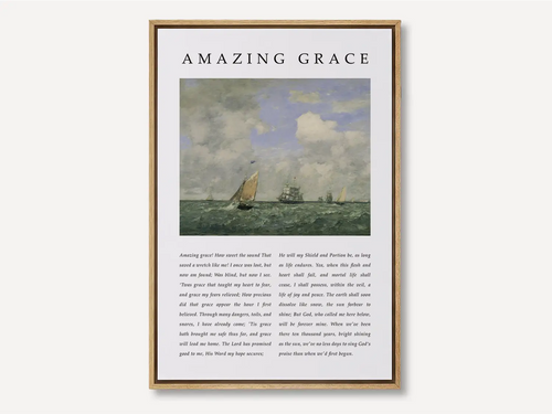 Amazing Grace Christian hymn lyrics canvas wall art