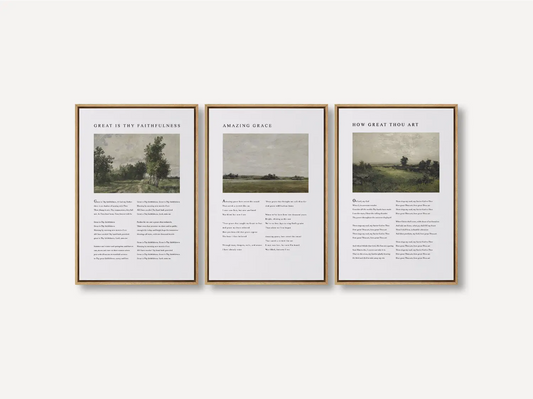 Bring peace to your home with this inspiring Christian wall art set. This collection of three framed scripture prints features serene, impressionist-style landscapes paired with comforting verses from the Psalms, reminding you of God's provision and protection.
