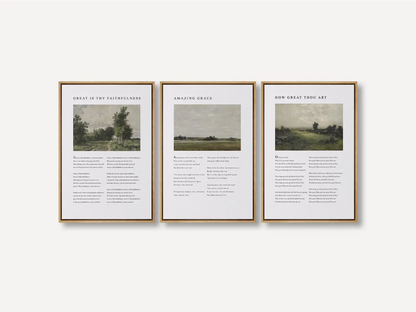 Bring peace to your home with this inspiring Christian wall art set. This collection of three framed scripture prints features serene, impressionist-style landscapes paired with comforting verses from the Psalms, reminding you of God's provision and protection.