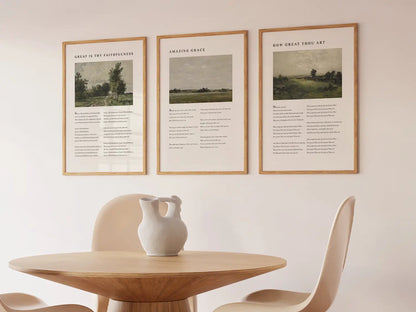 Bring peace to your home with this inspiring Christian wall art set. This collection of three framed scripture prints features serene, impressionist-style landscapes paired with comforting verses from the Psalms, reminding you of God's provision and protection.