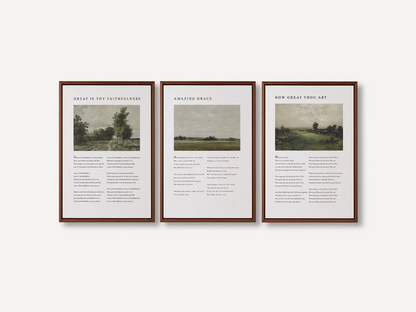 Bring peace to your home with this inspiring Christian wall art set. This collection of three framed scripture prints features serene, impressionist-style landscapes paired with comforting verses from the Psalms, reminding you of God's provision and protection.