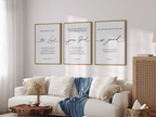 Christian Wall Art Set of 3 | Bible Verse Prints Lamentations Isaiah Psalm | Framed Scripture Decor
