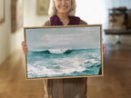 Anchor your heart in hope with this powerful Christian wall art. This framed print features a dynamic seascape painting paired with the comforting promise from Isaiah 43:2: "When you pass through deep waters, I will be with you."