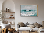 Anchor your heart in hope with this powerful Christian wall art. This framed print features a dynamic seascape painting paired with the comforting promise from Isaiah 43:2: "When you pass through deep waters, I will be with you."