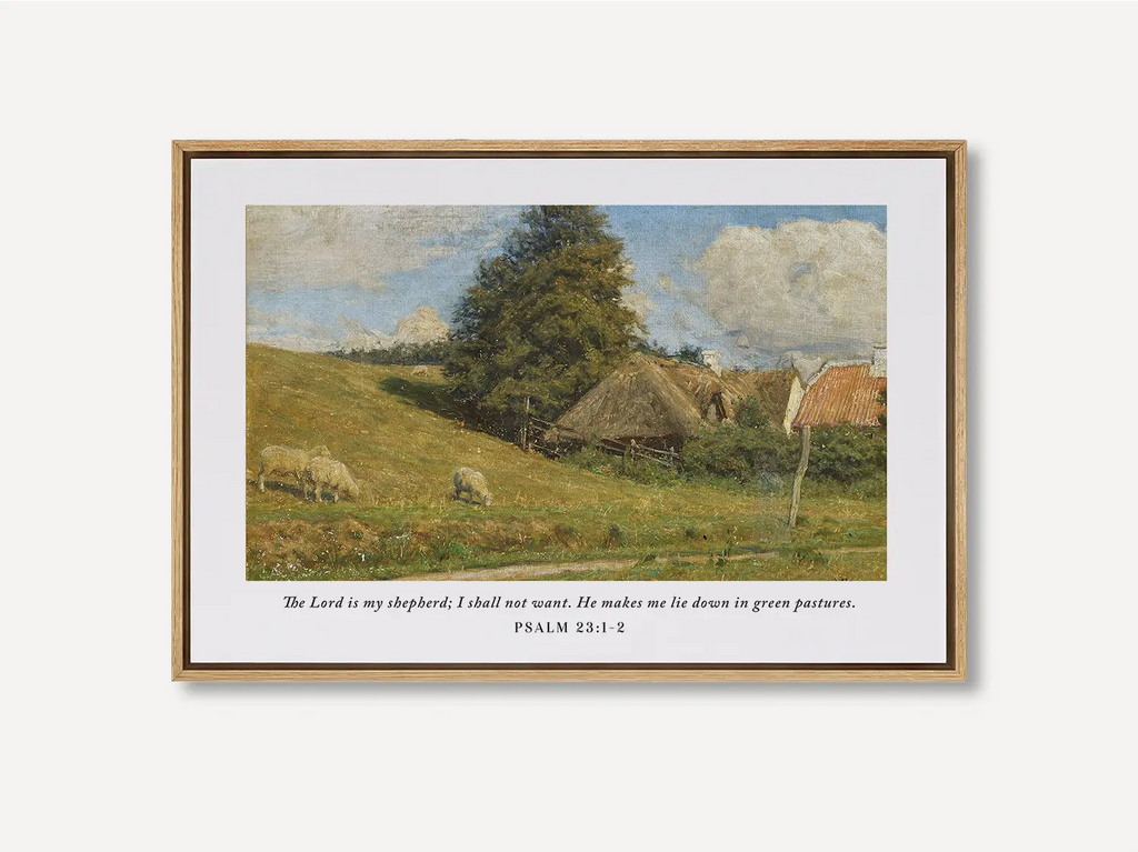 Good Shepherd Bible Verse Wall Art – Psalm 23:1–2 Framed Christian Artwork