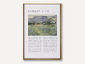 Christian canvas wall art featuring Romans 8:1–5 with a peaceful countryside landscape and scripture text about the Spirit of life.