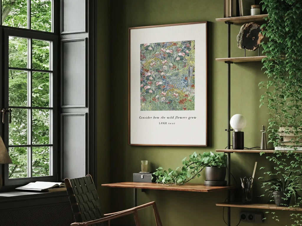 Christian floral wall art inspired by “Consider how the wild flowers grow”