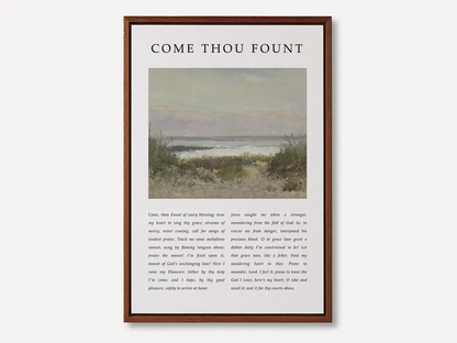 Fill your home with the beautiful melody of faith with this inspiring Christian canvas wall art. This framed canvas print features the heartfelt lyrics of "Come Thou Fount of Every Blessing," paired with a serene coastal painting.