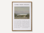 Fill your home with the beautiful melody of faith with this inspiring Christian canvas wall art. This framed canvas print features the heartfelt lyrics of "Come Thou Fount of Every Blessing," paired with a serene coastal painting.