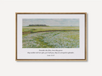 Invite the gentle reminder of God's perfect care into your home with this inspiring Christian wall art. This framed print features a beautiful field painting paired with the comforting teaching from Luke 12:27: "Consider the lilies, how they grow..."