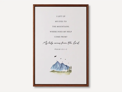 Anchor your home in the source of all strength with this inspiring Christian canvas wall art. This framed canvas print features a calming mountain watercolor paired with the powerful promise from Psalm 121:1-2: “My help comes from the Lord.”