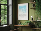 Minimalist Christian wall art with birds and sky scripture print