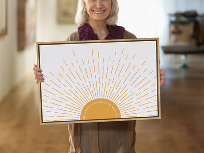 Start each day with hope and grace with this inspiring Christian canvas wall art. This framed canvas print features a bright, modern sunrise design and the comforting promise from Lamentations 3:23: "His mercies are new every morning."