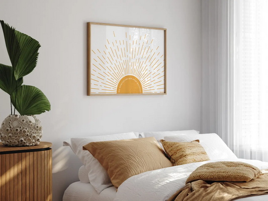 Start each day with hope and grace with this inspiring Christian canvas wall art. This framed canvas print features a bright, modern sunrise design and the comforting promise from Lamentations 3:23: "His mercies are new every morning."