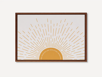 Start each day with hope and grace with this inspiring Christian canvas wall art. This framed canvas print features a bright, modern sunrise design and the comforting promise from Lamentations 3:23: "His mercies are new every morning."