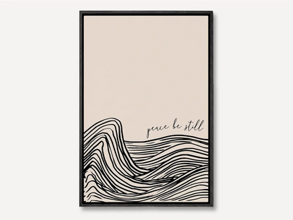 Find calm amidst the chaos with this inspiring Christian canvas wall art. This framed canvas print features a modern, abstract design of calming waves and the powerful command: “Peace be still.”