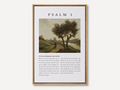 Psalm 1 wall art depicting The Way of the Righteous with a peaceful landscape and scripture text