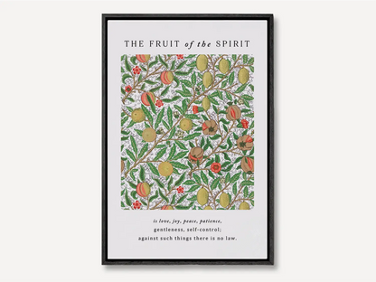 Anchor your home in Christ-like character with this inspiring Christian canvas wall art. This framed canvas print features a rich, detailed botanical pattern paired with the complete list of the Fruit of the Spirit from Galatians 5:22-23.
