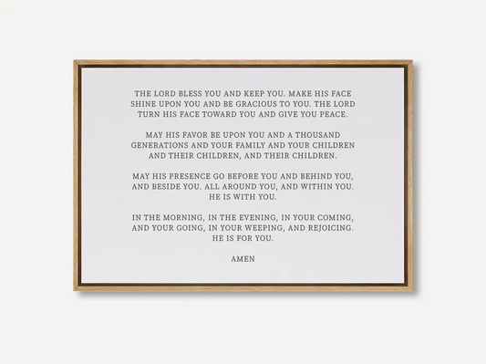 Anchor your home in this timeless prayer of blessing and protection with this inspiring Christian canvas wall art. This framed canvas print features the powerful Aaronic Blessing from Numbers 6:24-26, perfect for any family space.