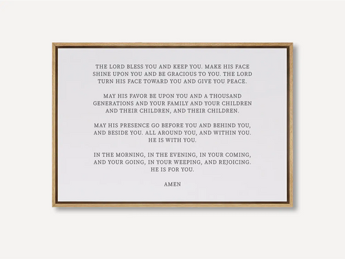 Anchor your home in this timeless prayer of blessing and protection with this inspiring Christian canvas wall art. This framed canvas print features the powerful Aaronic Blessing from Numbers 6:24-26, perfect for any family space.