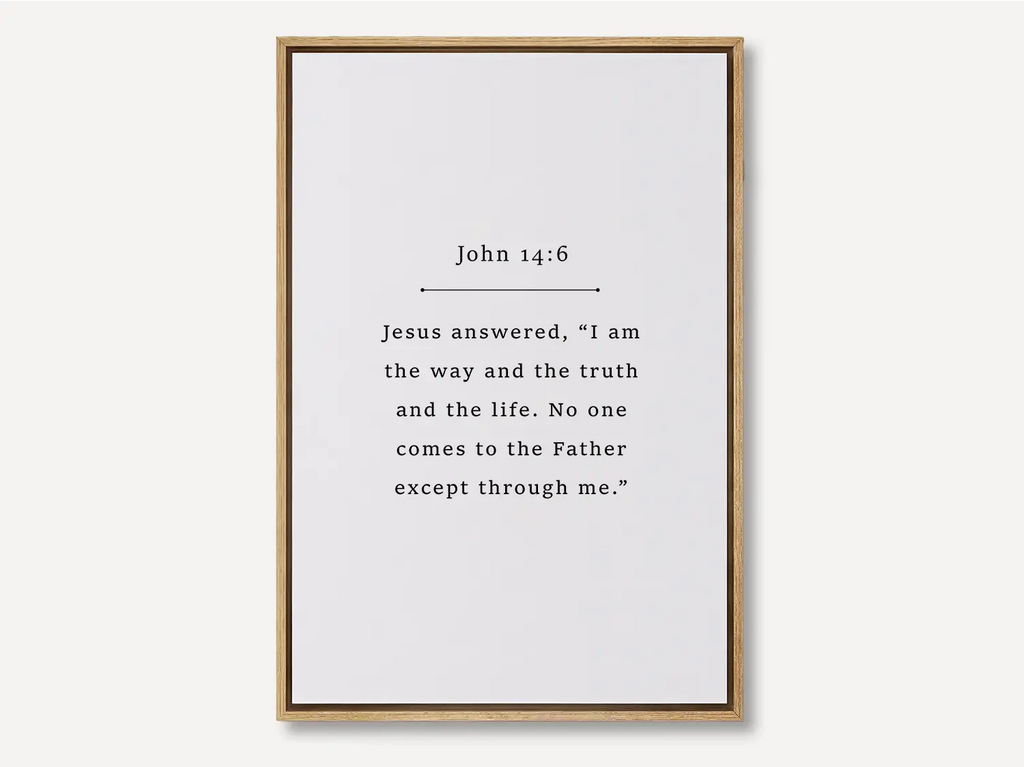 Anchor your faith in the core truth of Christianity with this inspiring Christian canvas wall art. This framed canvas print features a clean, minimalist design and the powerful, essential declaration from John 14:6.