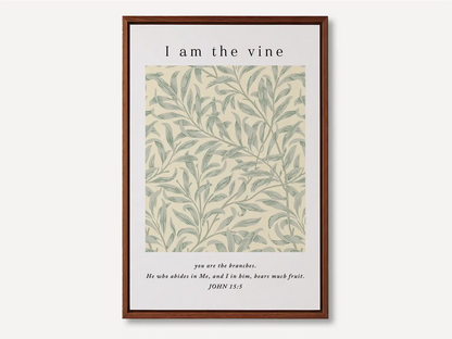 Anchor your home in the source of life and fruitfulness with this inspiring Christian canvas wall art. This framed canvas print features a beautiful botanical pattern paired with the essential truth from John 15:5: "I am the vine; you are the branches."
