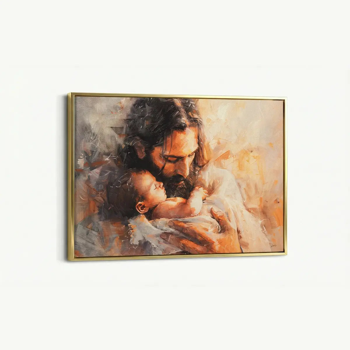 Held by Jesus Christian canvas art showing Jesus holding a child